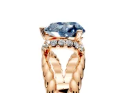 Halo Engagement Ring Setting for Fancy Blue Heart-Shaped Center with Rope Twist Split Shank and Prong Head in Rose Gold
