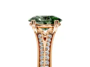 Solitaire Engagement Ring Setting for Fancy Green Oval Center with Pave Rail Split Shank and Prong Head in Rose Gold