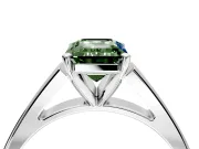 Solitaire Engagement Ring Setting for Fancy Green Emerald Cut Center with Tapered Split Shoulders and Prong Head in Platinum