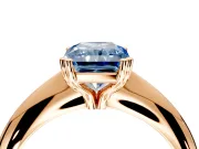 Solitaire Engagement Ring Setting for Fancy Blue Radiant Cut Center with Reverse Tapered Band and Prong Head in Rose Gold