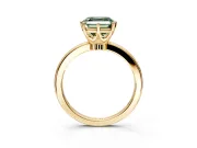 Solitaire Engagement Ring Setting for Fancy Green Asscher Cut Center with Plain Band and Tulip Prong Head in Yellow Gold