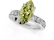 Solitaire Engagement Ring Setting for Fancy Yellow Marquise Center with Channel-Set Accents and Prong Head in Platinum