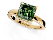 Solitaire Engagement Ring Setting for Fancy Green Princess Cut Center with Plain Band and Flat Tab Prong Head in Yellow Gold