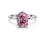 Minimalist Solitaire Engagement Ring Setting for Fancy Pink Oval Center with Thin Band and Prong Head in Platinum