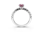 Solitaire Engagement Ring Setting for Fancy Pink Emerald Cut Center with Bezel-Dot Beaded Band and Prong Head in Platinum