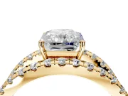 Solitaire Engagement Ring Setting for Radiant Cut Center with Wide-Open Split Shank and Prong Head in Yellow Gold