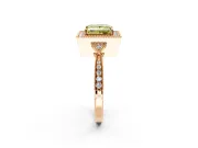 Halo Engagement Ring Setting for Fancy Yellow Princess Cut Center with Milgrain Rim, Pave Band and Prong Head in Rose Gold