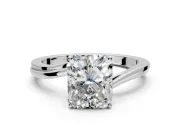 Solitaire Engagement Ring Setting for Radiant Cut Center with Plain Bypass Twist Band and Prong Head in Platinum