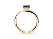 Solitaire Engagement Ring Setting for Fancy Blue Emerald Cut Center with Fine Pave Band and Prong Head in Yellow Gold