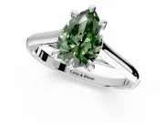Solitaire Engagement Ring Setting for Fancy Green Pear-Shaped Center with Cathedral Band and Prong Head in Sterling Silver