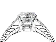 Split Shank Engagement Ring Setting for Oval Center with Pave Split Shank and Prong Head in Platinum