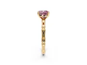 Solitaire Engagement Ring Setting for Fancy Pink Cushion Cut Center with Bamboo Band and Prong Head in Yellow Gold