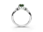 Solitaire Engagement Ring Setting for Fancy Green Emerald Cut Center with Grooved Bar Accent Band and Prong Head in Platinum