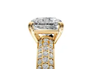 Solitaire Engagement Ring Setting for Radiant Cut Center with Multi-Row Pave Accents and Basket Head in Yellow Gold