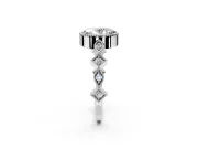 Milgrain Bezel Engagement Ring Setting for Oval Center with Marquise Stations and Bezel Head in Sterling Silver