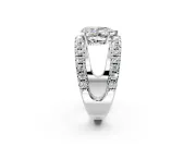 Solitaire Engagement Ring Setting for Pear-Shaped Center with Wide-Open Split Shank and Prong Head in Platinum