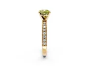 Milgrain Pave Engagement Ring Setting for Fancy Yellow Cushion Cut Center with Accent Band and Prong Head in Yellow Gold