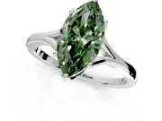 Solitaire Engagement Ring Setting for Fancy Green Marquise Center with Plain Split Shank and Prong Head in White Gold