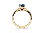 Solitaire Engagement Ring Setting for Fancy Blue Radiant Cut Center with Knife Ridge Band and Claw Prong Head in Yellow Gold