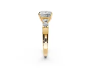 5 Stone Engagement Ring Setting for Princess Cut Center with Plain Band and Prong Head in Yellow Gold