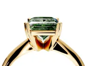 Solitaire Engagement Ring Setting for Fancy Green Princess Cut Center with Knife Ridge Band and Claw Prong Head in Yellow Gold