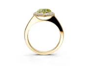 Halo Engagement Ring Setting for Fancy Yellow Heart-Shaped Center with Plain Tapered Band and Prong Head in Yellow Gold