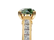 Solitaire Engagement Ring Setting for Fancy Green Round Cut Center with Channel Band and Double Claw Prong Head in Yellow Gold