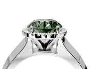 Halo Engagement Ring Setting for Fancy Green Round Cut Center with Knife Ridge Cathedral Band and Prong Head in Sterling Silver