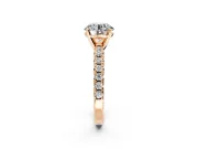 Solitaire Engagement Ring Setting for Round Cut Center with Large Accents and Prong Head in Rose Gold