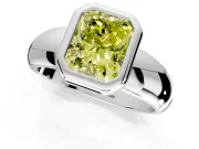 Solitaire Engagement Ring Setting for Fancy Yellow Radiant Cut Center with Wide Band and Bezel Head in Platinum