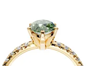 Solitaire Engagement Ring Setting for Fancy Green Marquise Center with Large Accents and Prong Head in Yellow Gold