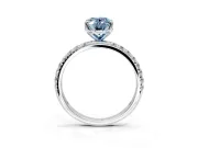 Solitaire Engagement Ring Setting for Fancy Blue Oval Center with Micro Pave Band and Prong Head in Platinum