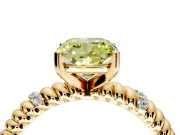 Rope Engagement Ring Setting for Fancy Yellow Cushion Cut Center with Accent Shoulders and Prong Head in Yellow Gold