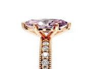 Milgrain Pave Engagement Ring Setting for Fancy Pink Marquise Center with Accent Band and Prong Head in Rose Gold