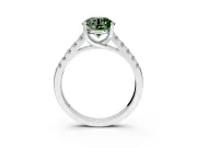 Solitaire Engagement Ring Setting for Fancy Green Round Cut Center with Partway Pave Band and Prong Head in Platinum