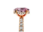 Solitaire Engagement Ring Setting for Fancy Pink Oval Center with Band of Accents and Prong Head in Rose Gold