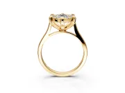 Single Halo Engagement Ring Setting for Marquise Center with Corner Claws, Plain Band and Prong Head in Yellow Gold