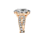 Solitaire Engagement Ring Setting for Oval Center with Twisted Pave Split Shank and Prong Head in Rose Gold