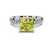 Solitaire Engagement Ring Setting for Fancy Yellow Princess Cut Center with Raised Channel Band and Prong Head in Platinum