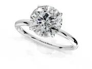 Solitaire Engagement Ring Setting for Round Cut Center with Plain Band, Open Basket and Prong Head in Platinum