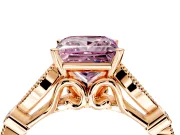 Solitaire Engagement Ring Setting for Fancy Pink Princess Cut Center with Marquise and Bezel Accents and Prong Head in Rose Gold