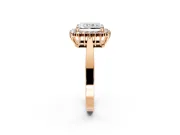 Starburst Halo Engagement Ring Setting for Radiant Cut Center with Flat Cathedral Band and Prong Head in Rose Gold