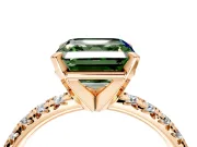 Solitaire Engagement Ring Setting for Fancy Green Asscher Cut Center with Large Accents and Prong Head in Rose Gold