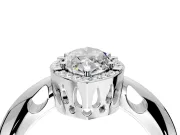 Halo Engagement Ring Setting for Marquise Center with Tapered Plain Band and Prong Head in White Gold