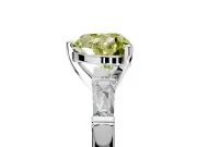 3 Stone Engagement Ring Setting for Fancy Yellow Heart-Shaped Center with Tapered Baguettes, Plain Band and Prong Head in Platinum