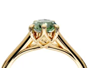 Solitaire Engagement Ring Setting for Fancy Green Pear-Shaped Center with Cathedral Band and Prong Head in Yellow Gold
