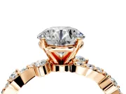 Solitaire Engagement Ring Setting for Round Cut Center with Bar-Station Pave Twist and Prong Head in Rose Gold