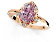 Floral Frame Engagement Ring Setting for Fancy Pink Pear-Shaped Center with Accent Clusters and Prong Head in Rose Gold