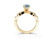 Solitaire Engagement Ring Setting for Fancy Blue Oval Center with Criss-Cross Accent Band and Prong Head in Yellow Gold