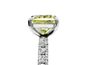 Solitaire Engagement Ring Setting for Fancy Yellow Princess Cut Center with Shared-Prong Accents and Prong Head in Platinum